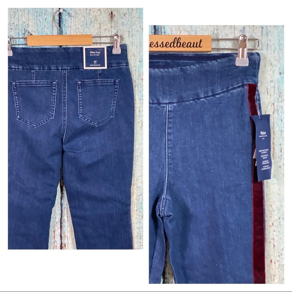 CHARTER CLUB NWT Velvet Trim PullOn Jeans - Picture 7 of 15
